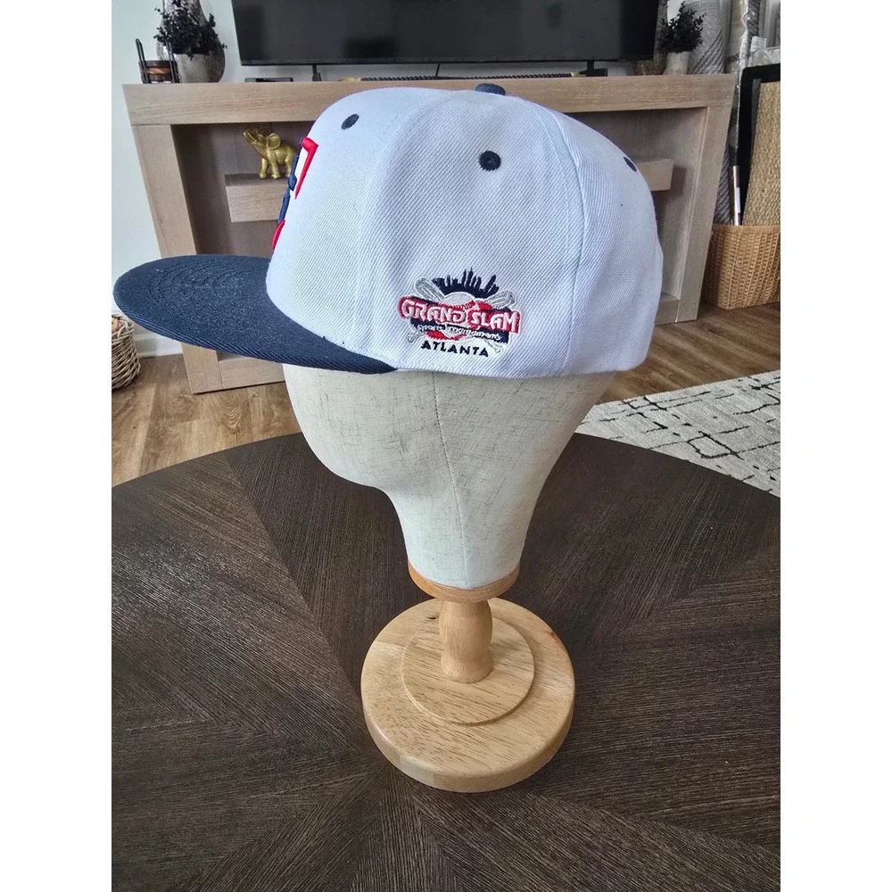 Grand Slam Sports Tournament Atlanta Snapback Hat White Navy Blue Baseball Cap